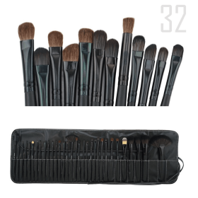 Sculptor 32 Piece High Quality Wooden Makeup Brush Set (Color: BLACK)