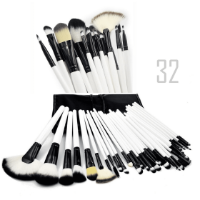 Sculptor 32 Piece High Quality Wooden Makeup Brush Set (Color: White)